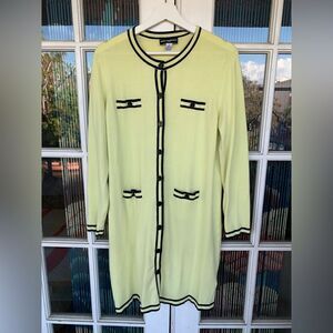 Karl Lagerfeld Paris Long Knit Cardigan Dress Lime Green Yellow Black
